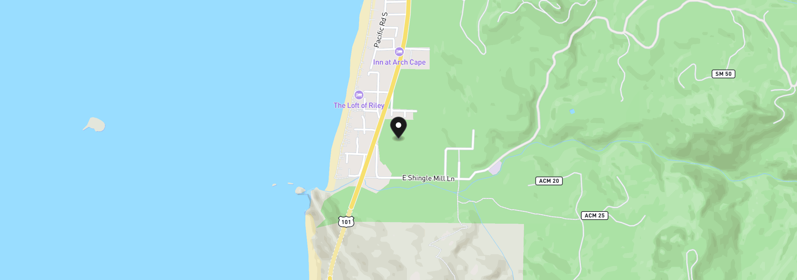 Map showing the location of Greenleaf Road, Arch Cape, OR 97102
