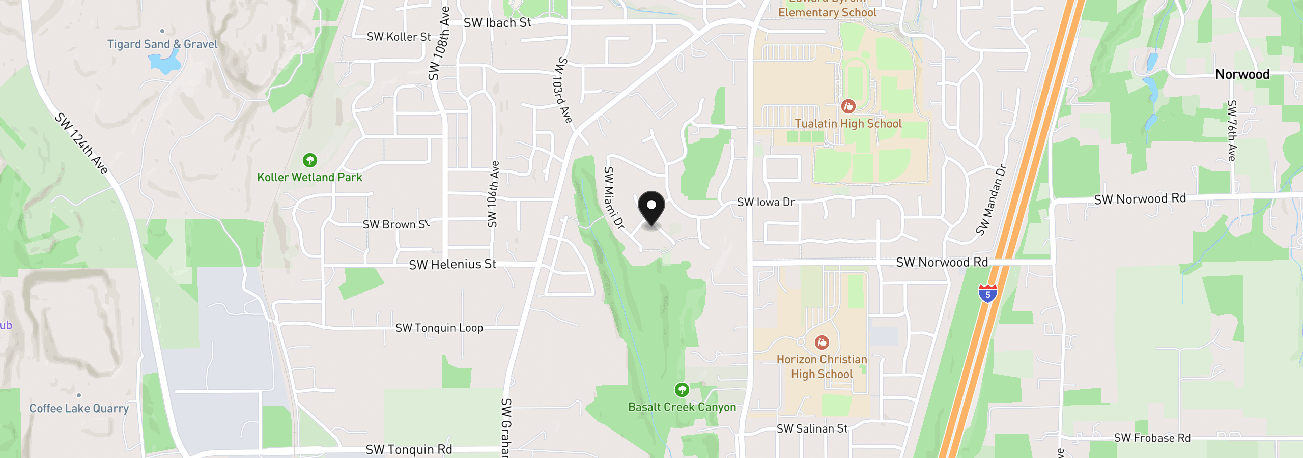 Map showing the location of 9930 SW Lumbee Ln, Tualatin, OR 97062