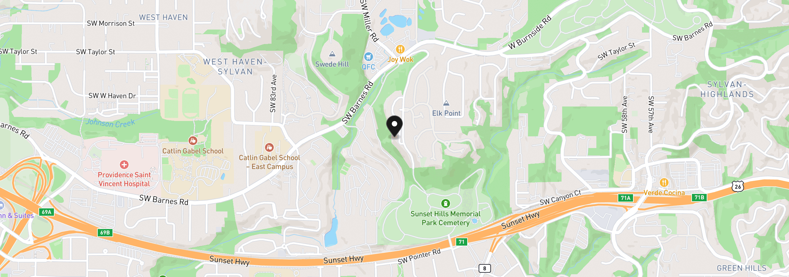 Map showing the location of 1089 SW Summit View Dr, Portland, OR 97225