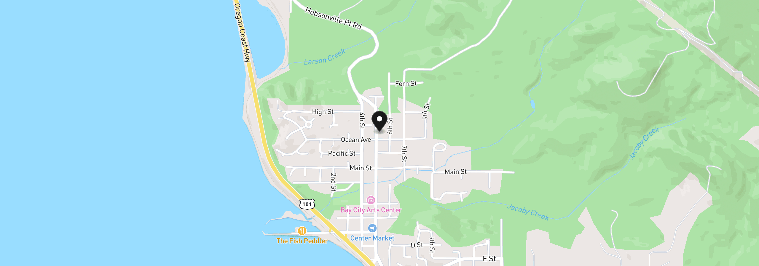 Map showing the location of 9955 5th St, Bay City, OR 97107