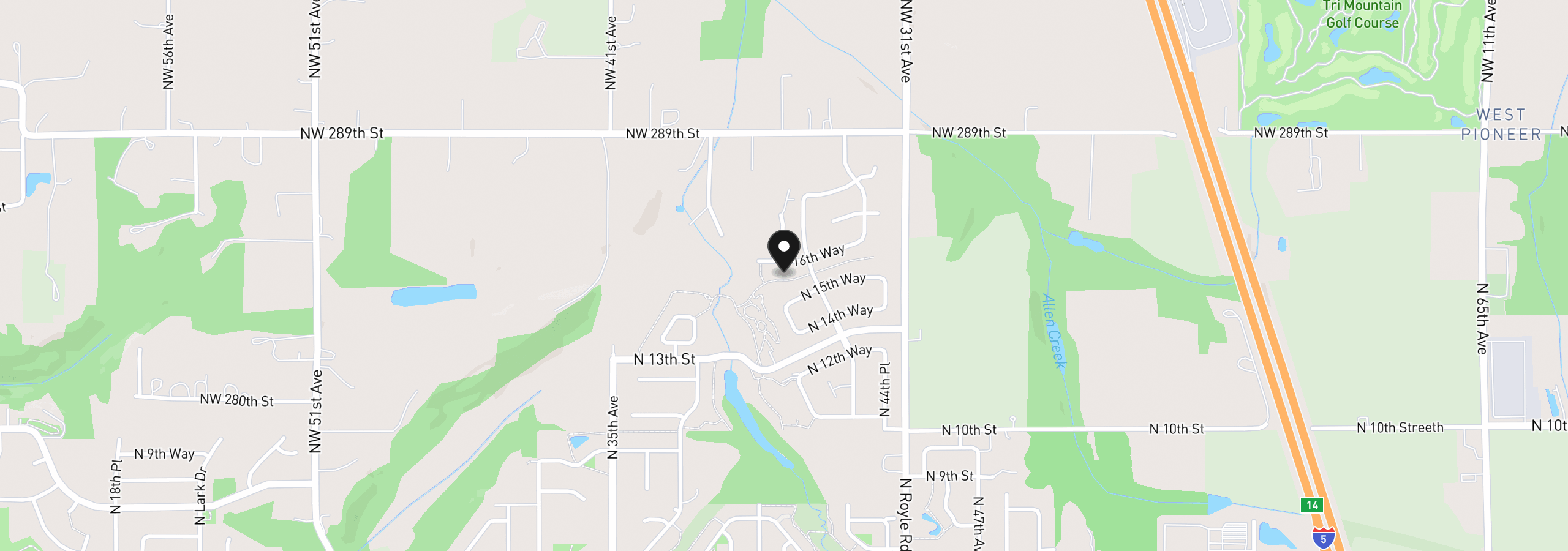 Map showing the location of 4109 N 16th Way, Ridgefield, Wa 98642
