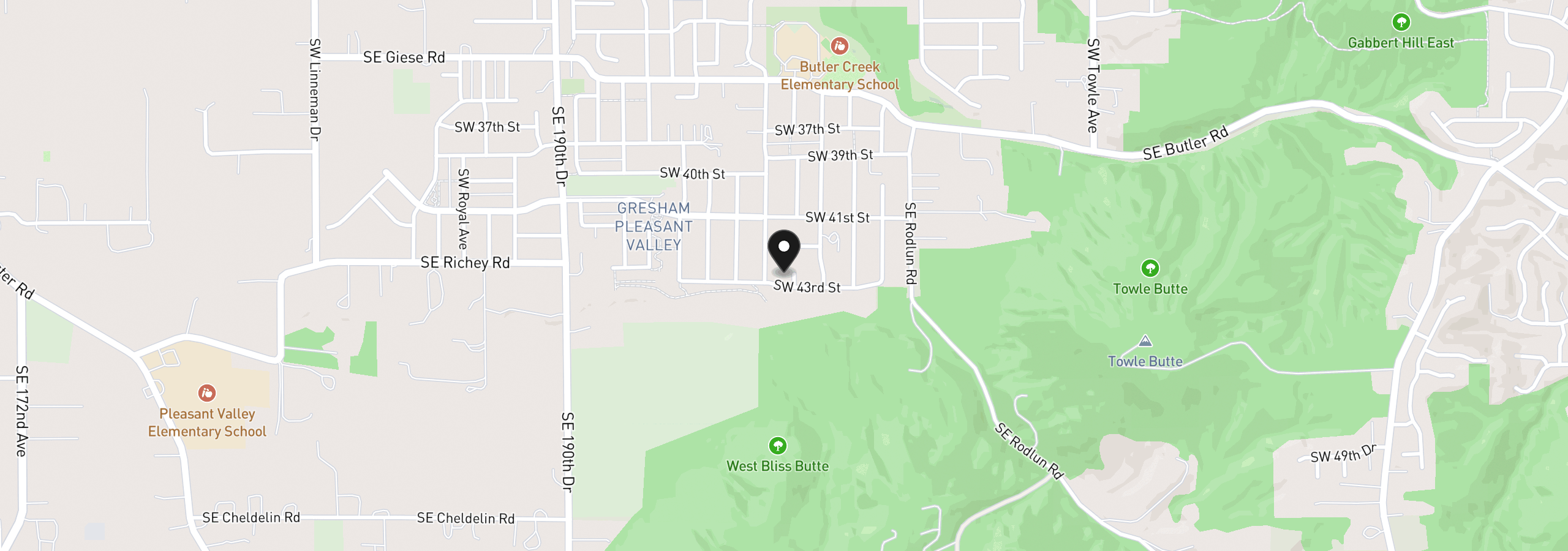 Map showing the location of 4289 SW Battaglia Pl, Gresham, OR 97080
