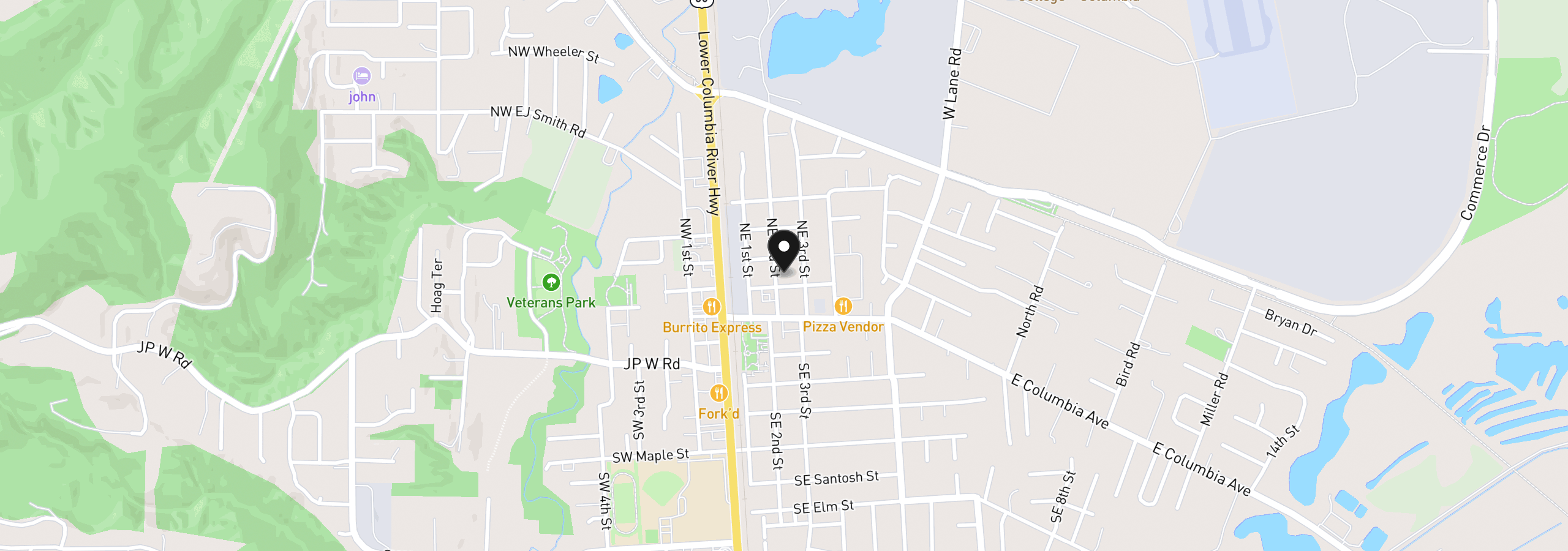 Map showing the location of 52598 NE 2nd St, Scappoose, OR 97056