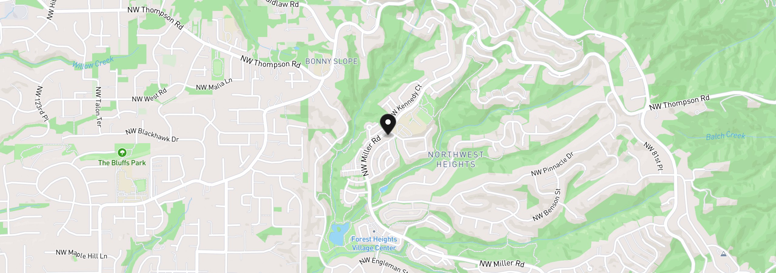 Map showing the location of 9926 NW Justus Ln, Portland, OR 97229