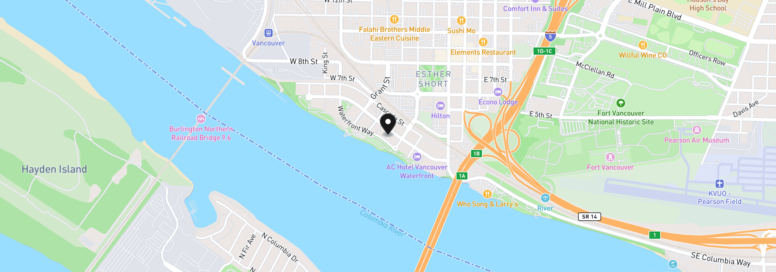 Map showing the location of 590 Waterfront Way 1000, Vancouver, Wa 98660