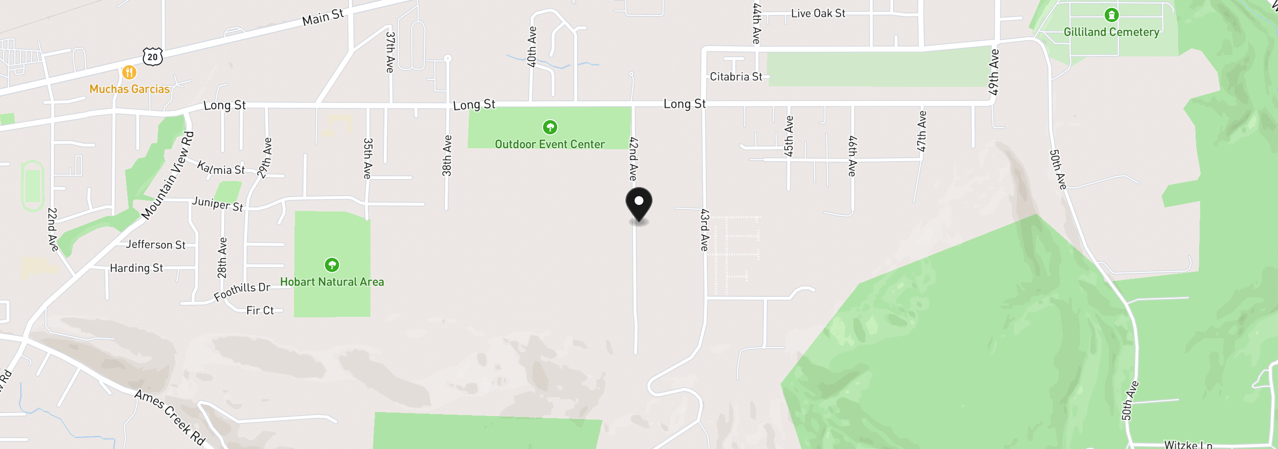 Map showing the location of 1027 42nd Ave, Sweet Home, OR 97386