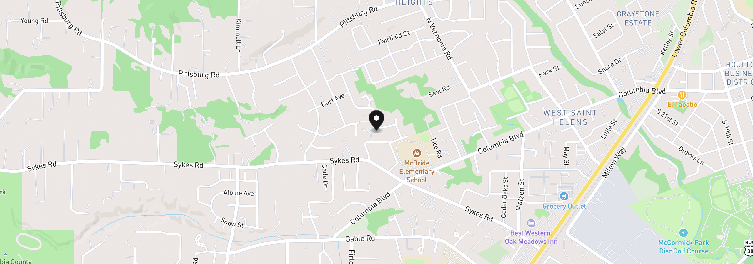 Map showing the location of 35234 Juniper Ln, St. Helens, OR 97051