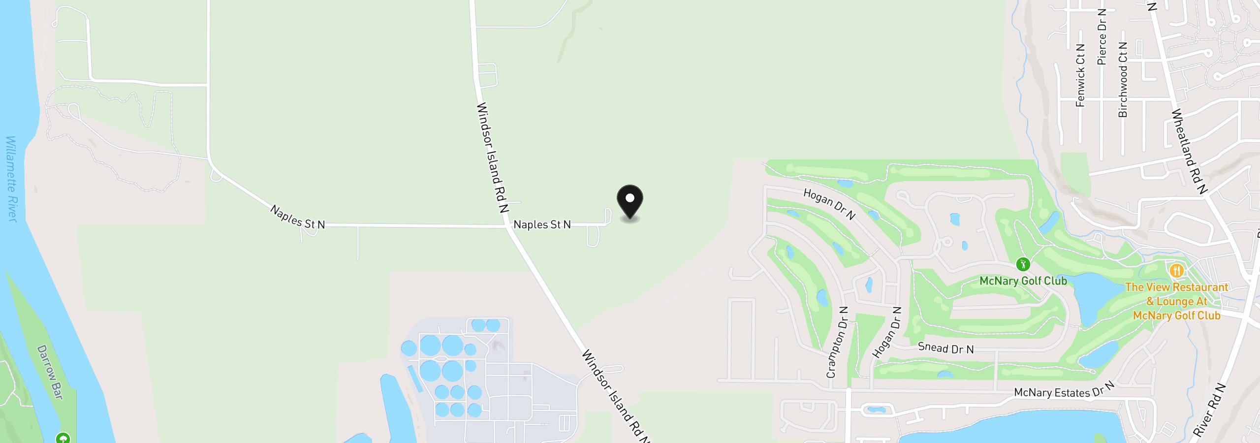 Map showing the location of Windsor Island Rd N, Keizer, OR 97303