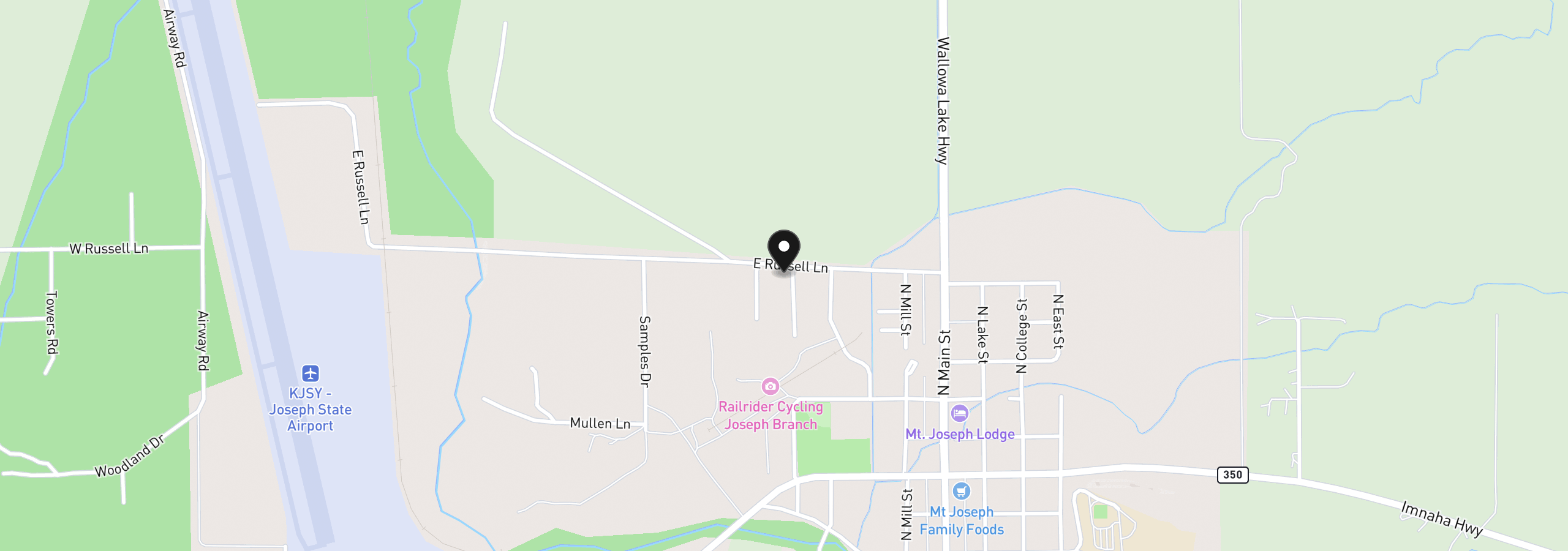 Map showing the location of 709 N Russell St, Joseph, OR 97846
