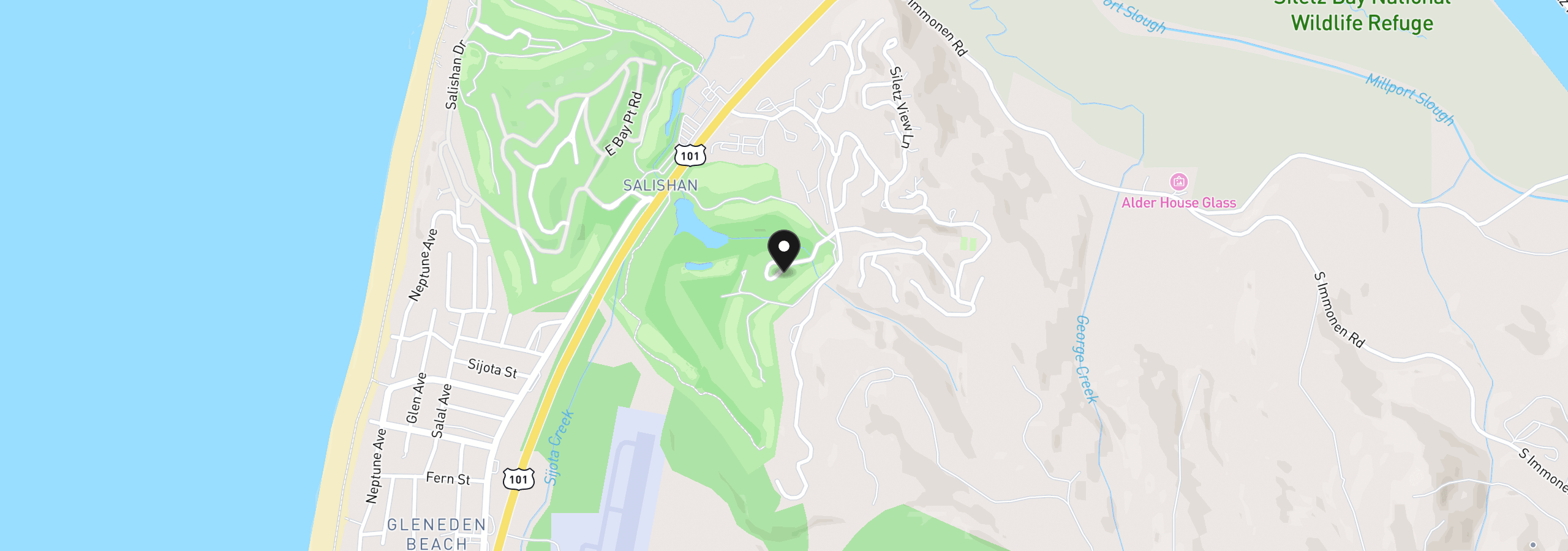 Map showing the location of 600 Island Dr 18, Gleneden Beach, OR 97388