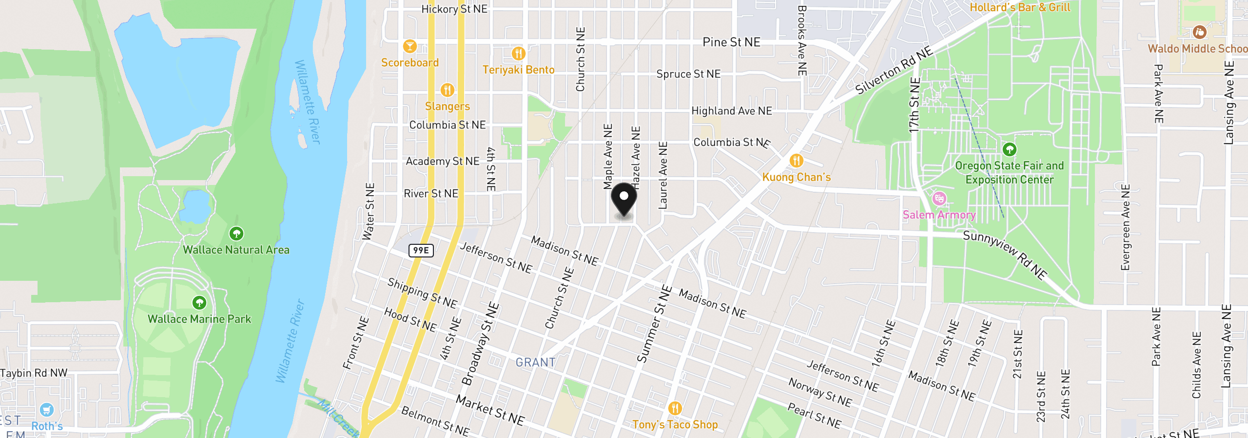 Map showing the location of 757 South St, Salem, OR 97301