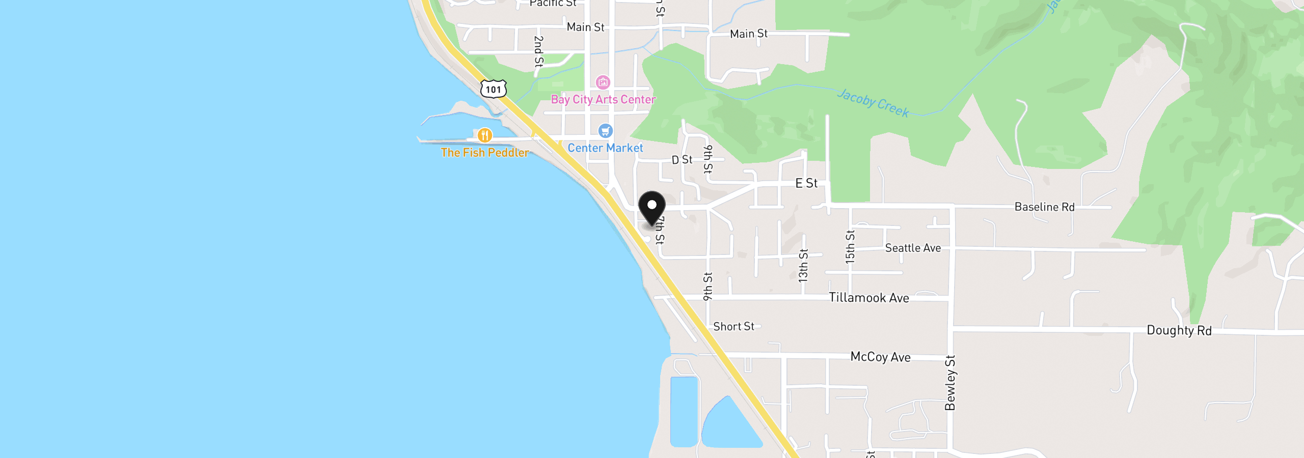 Map showing the location of 8970 7th St, Bay City, OR 97107