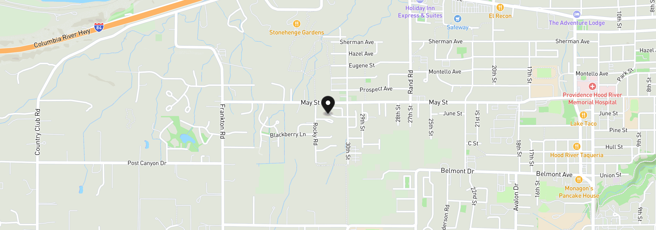 Map showing the location of 3201 Young Ln, Hood River, OR 97031