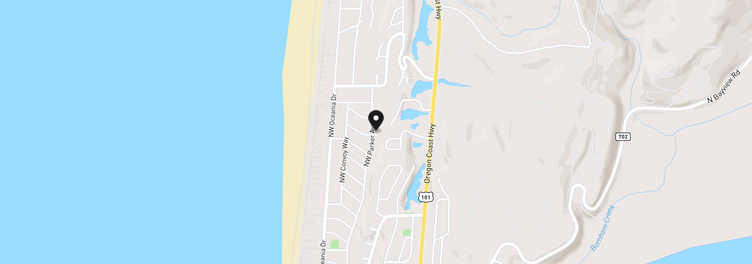 Map showing the location of 2701 NW Parker Ave, Waldport, OR 97394