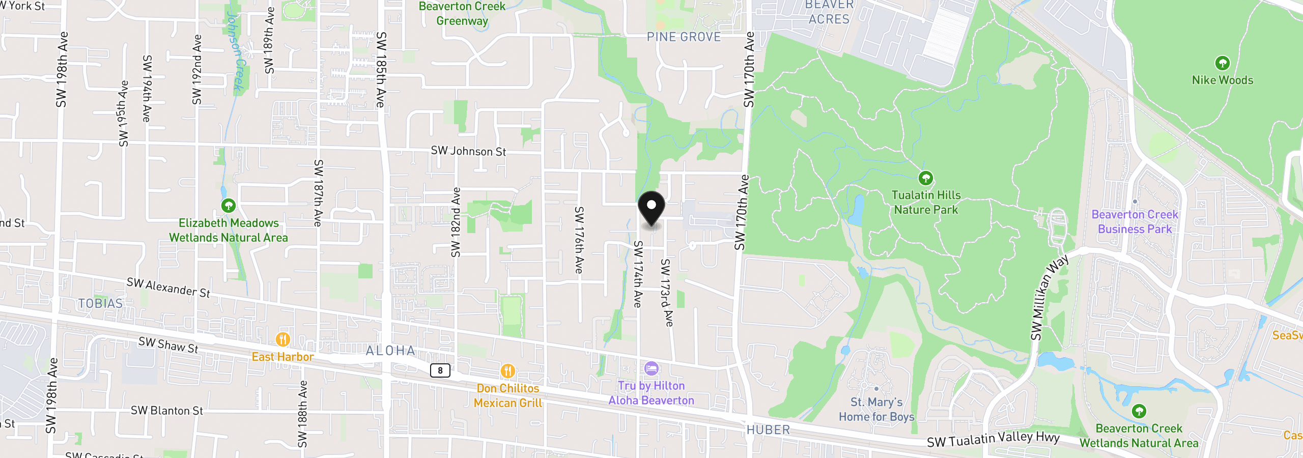Map showing the location of 3029 SW Sherman Pl, Beaverton, OR 97003