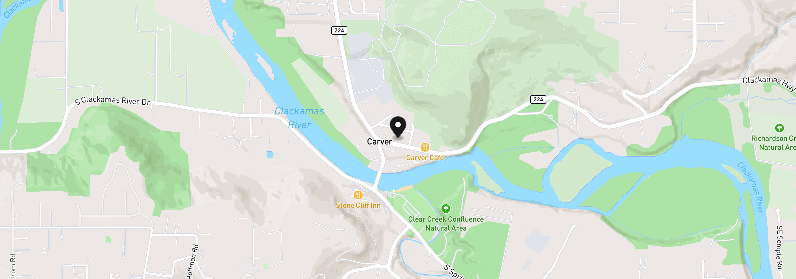 Map showing the location of 16265 SE Highway 224, Damascus, OR 97089