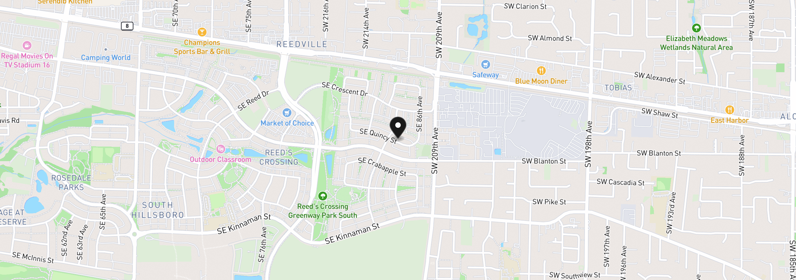 Map showing the location of 4066 SE 86 Ave, Hillsboro, OR 97003