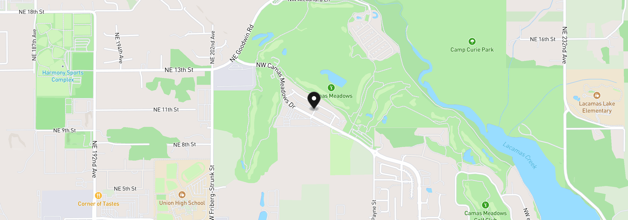 Map showing the location of 4721 NW Camas Meadows Dr, Camas, Wa 98607