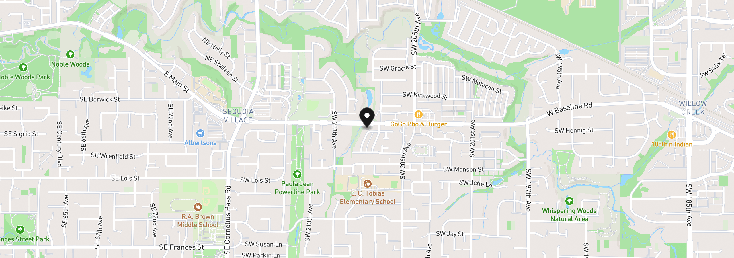 Map showing the location of 20869 SW Edgemont St, Beaverton, OR 97003