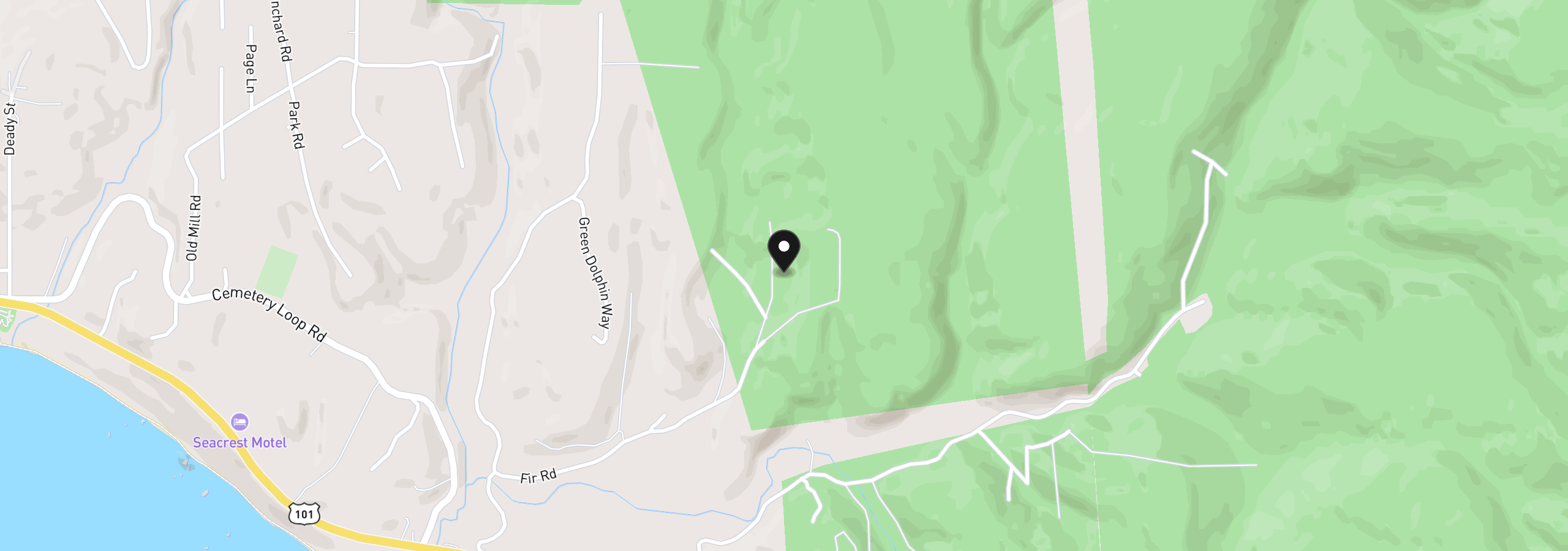Map showing the location of 93490 Fir Rd, Port Orford, OR 97465