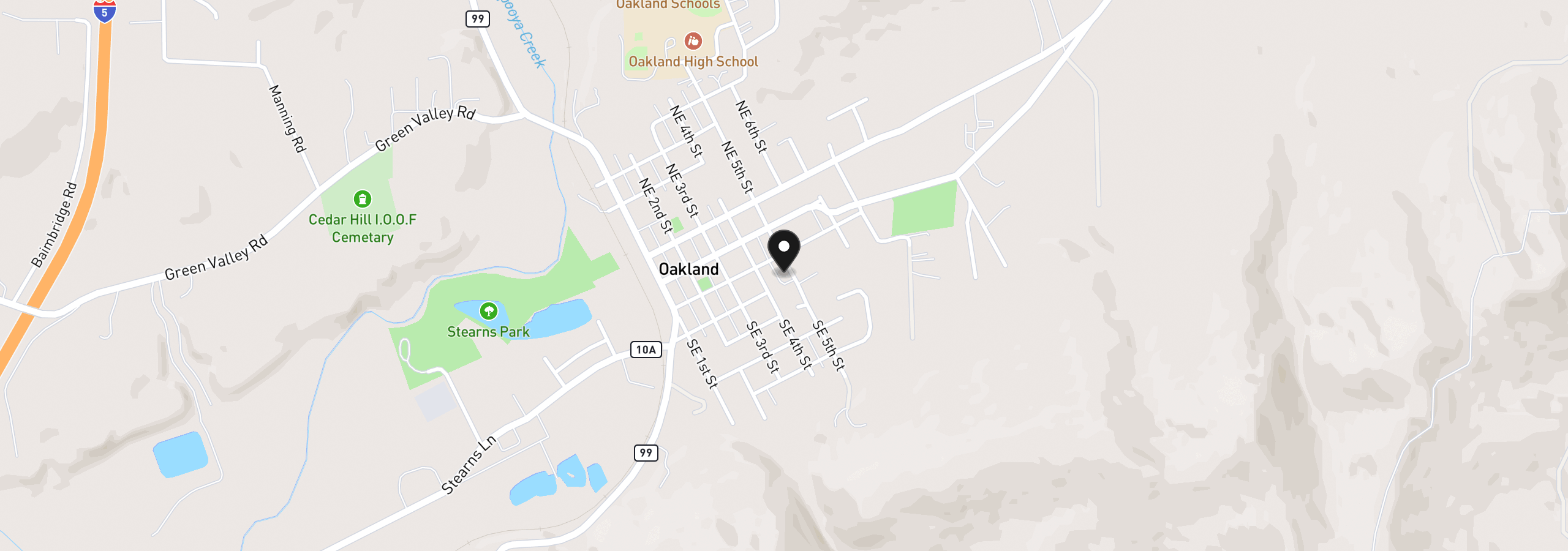 Map showing the location of 215 SE 5th St, Oakland, OR 97462