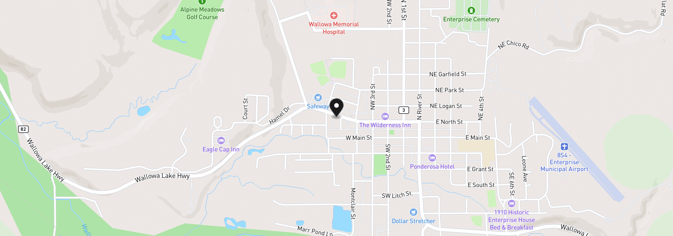 Map showing the location of 508 W North St, Enterprise, OR 97828