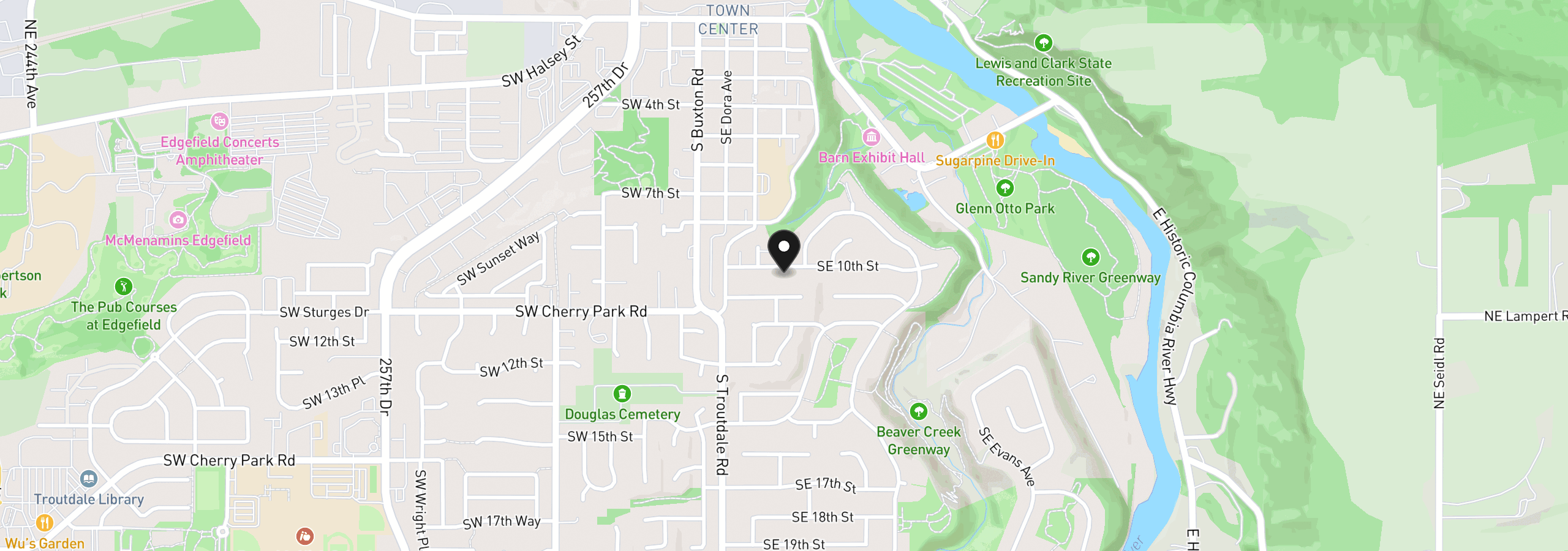 Map showing the location of 428 SE 10th St, Troutdale, OR 97060