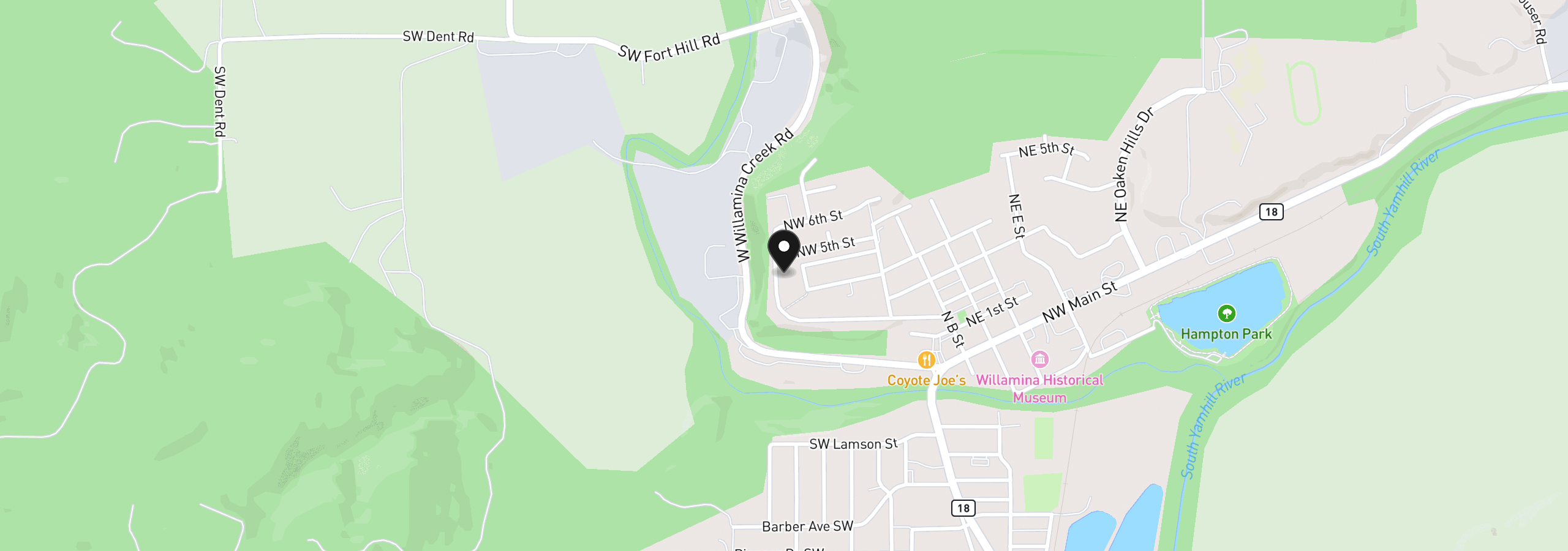 Map showing the location of 700 NW Willamina Dr, Willamina, OR 97396