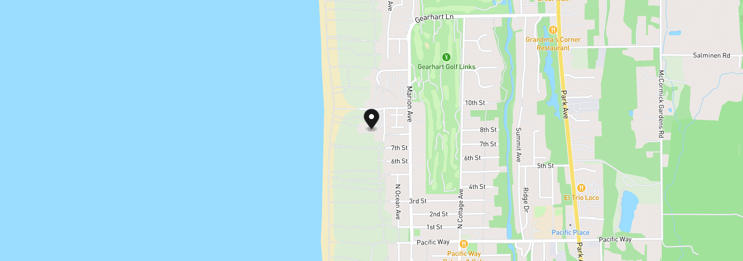 Map showing the location of 856 Neacoxie Blvd, Gearhart, OR 97138