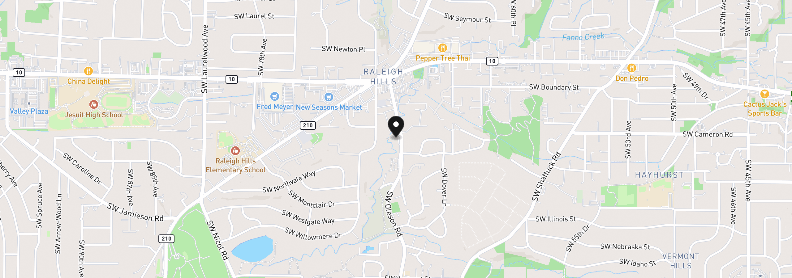 Map showing the location of 5115 SW Oleson Rd, Portland, OR 97225