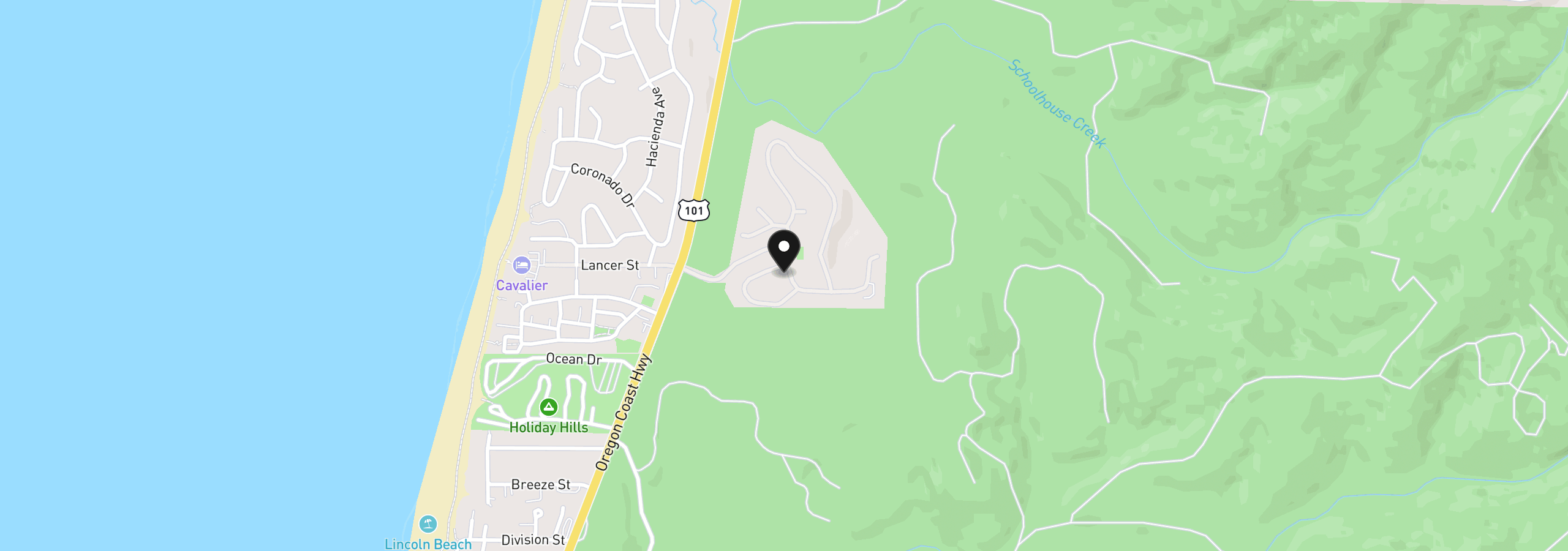 Map showing the location of 510 Seagrove Loop, Lincoln City, OR 97367