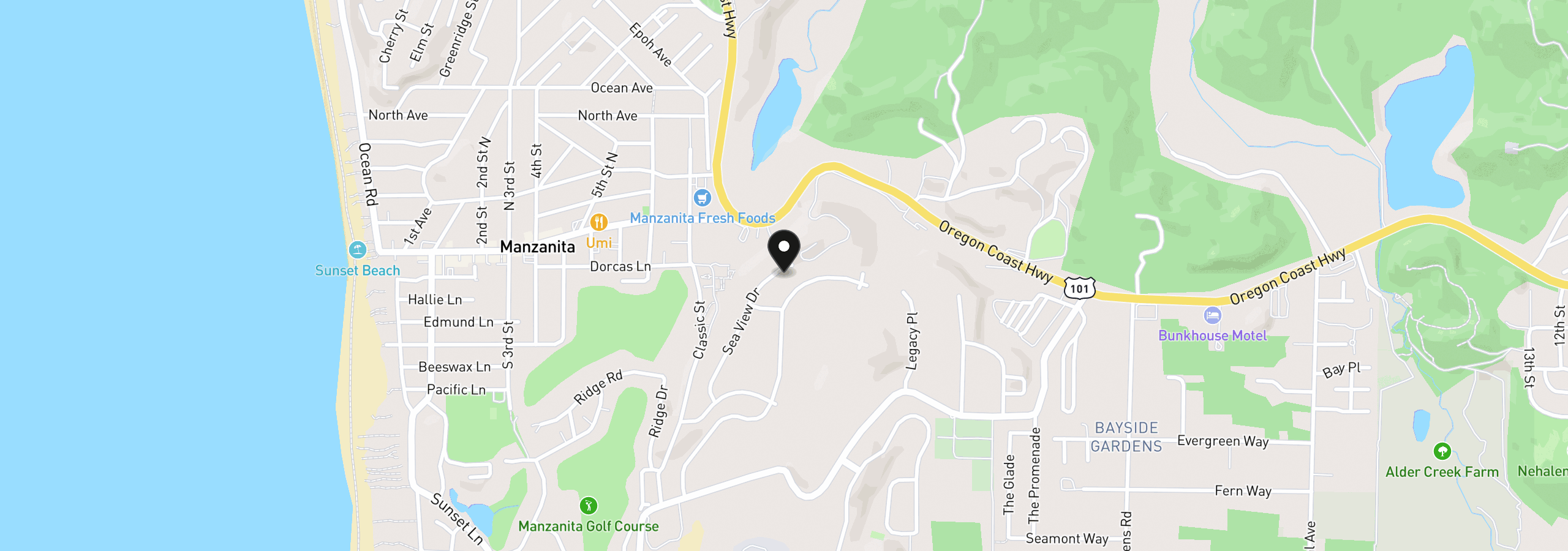 Map showing the location of 456 Sea View Dr, Manzanita, OR 97130