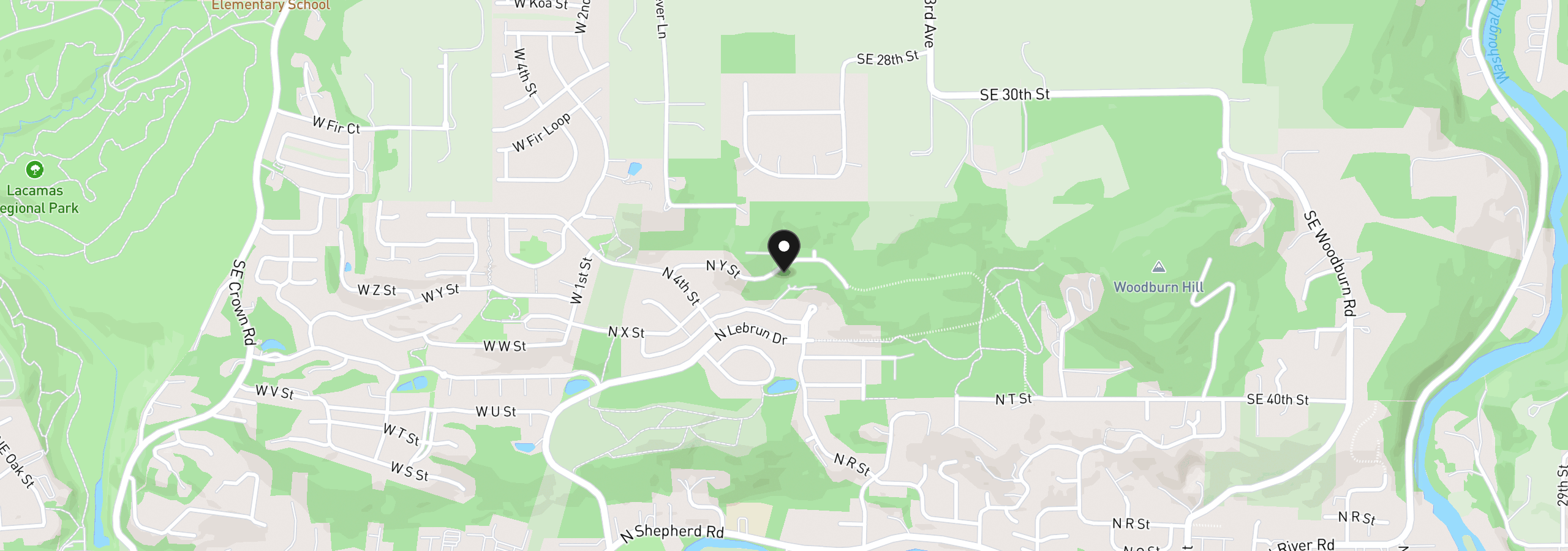 Map showing the location of 526 N Z Cir, Washougal, Wa 98671