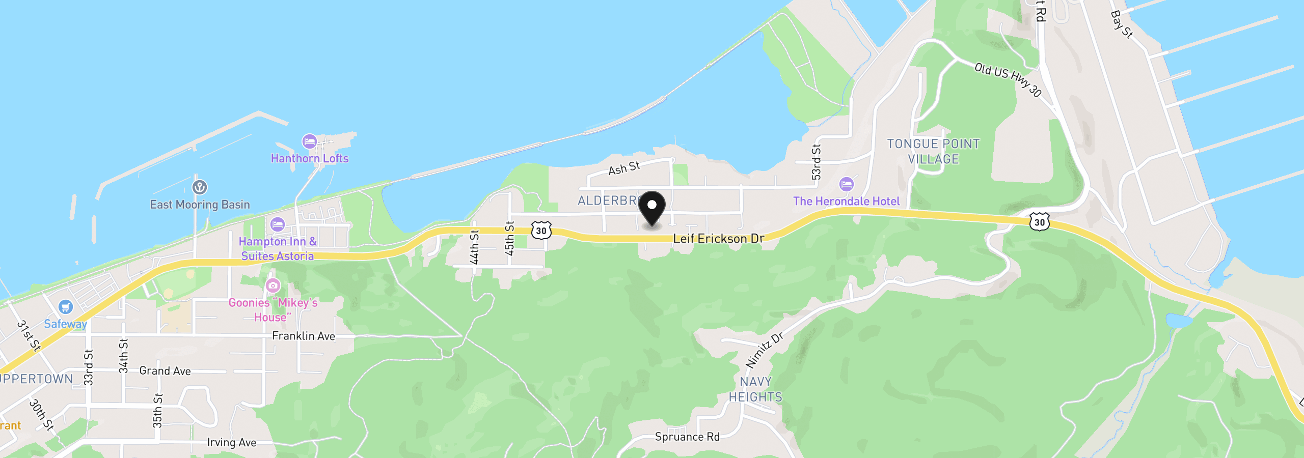 Map showing the location of 4841 Cedar St, Astoria, OR 97103