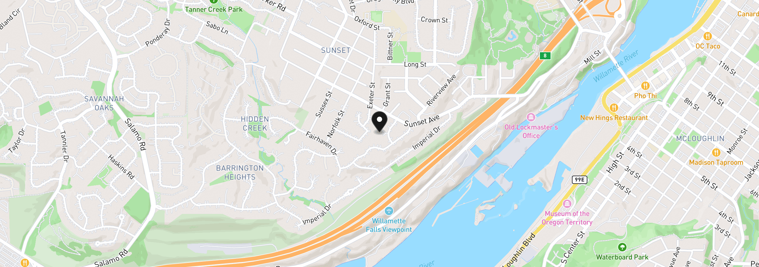 Map showing the location of 4246 Spring Rock Cir, West Linn, OR 97068