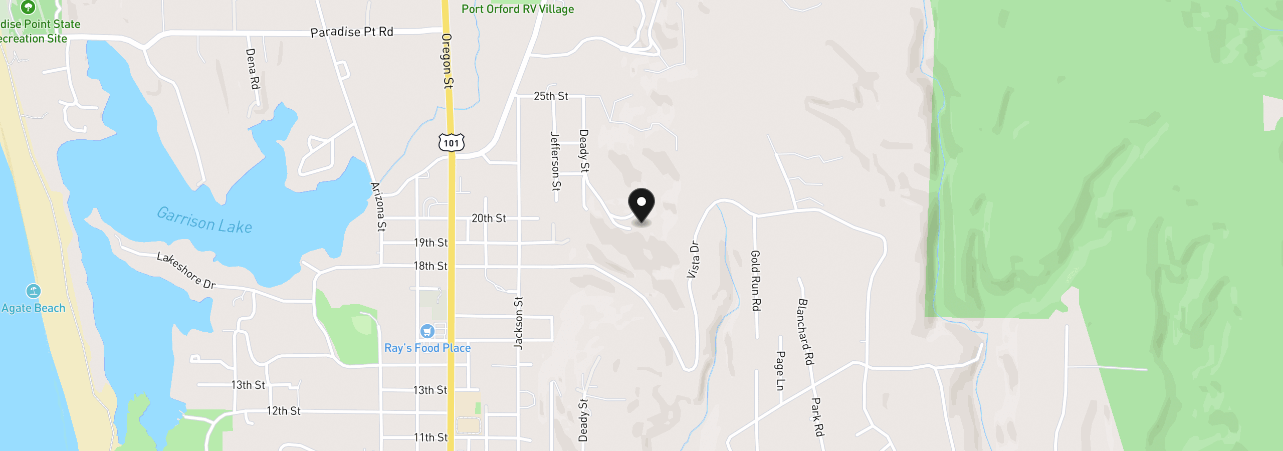 Map showing the location of Dee Terrace #9, Port Orford, OR 97465