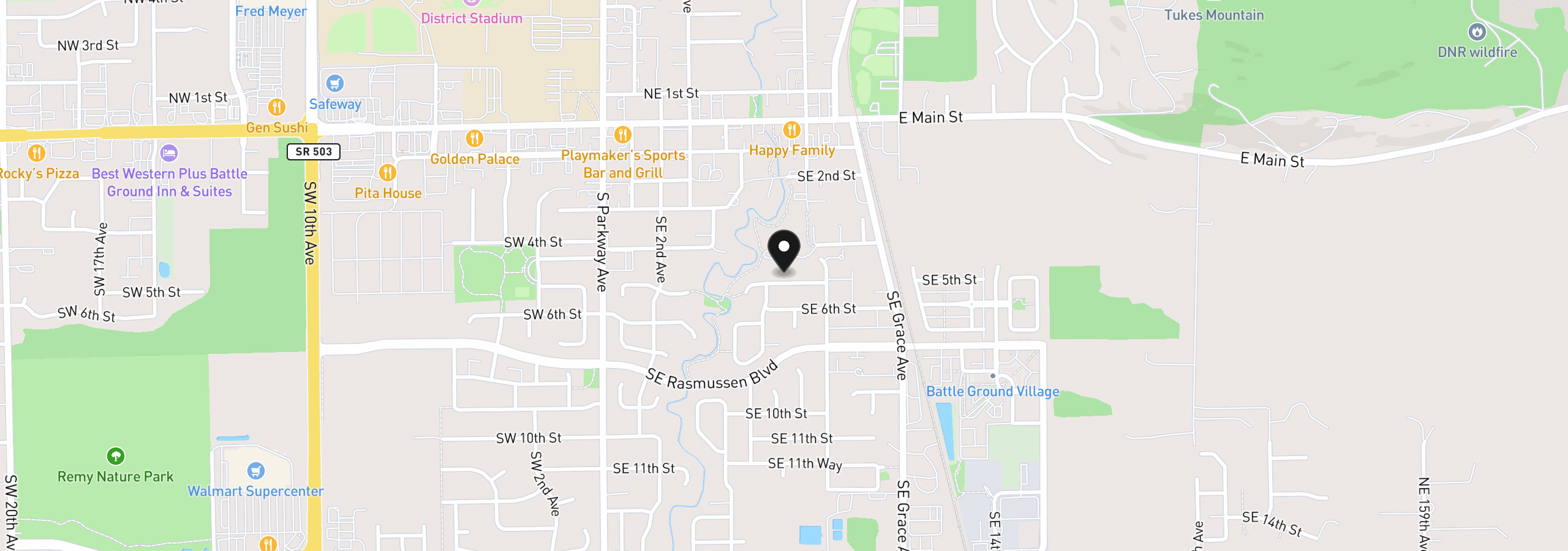 Map showing the location of 504 SE 5th St, Battle Ground, Wa 98604