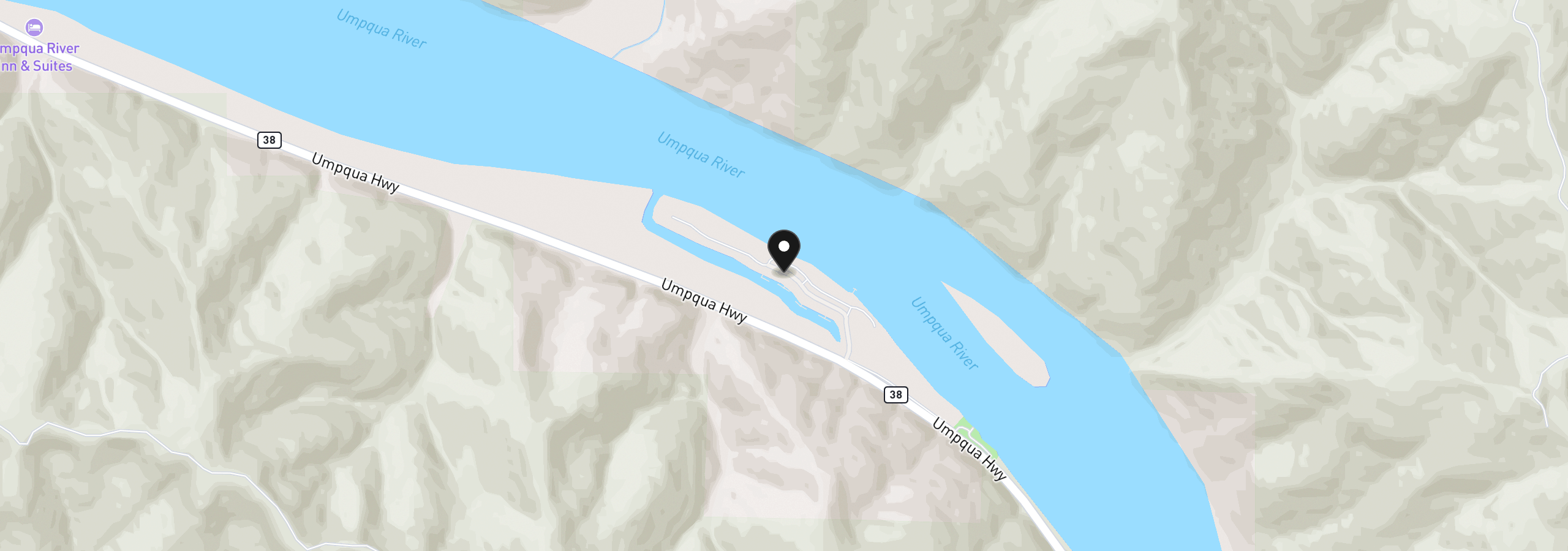 Map showing the location of 43605 State Highway 38 19, Reedsport, OR 97467