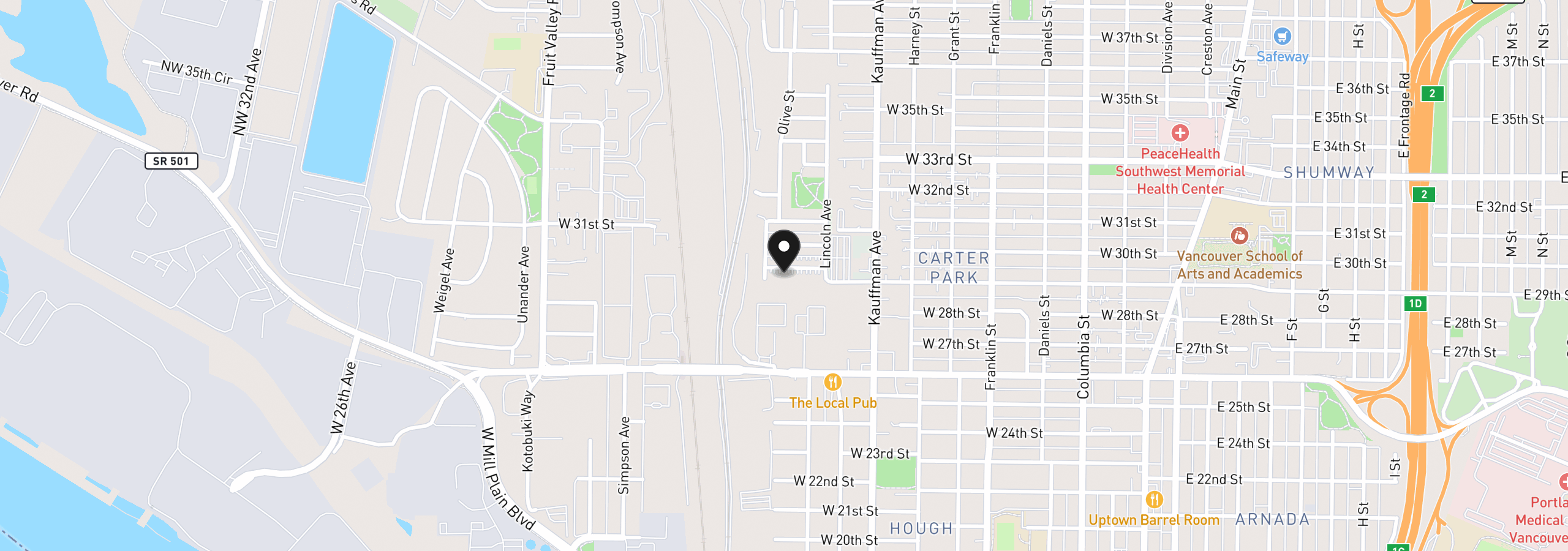 Map showing the location of 1138 W 29th St, Vancouver, Wa 98660