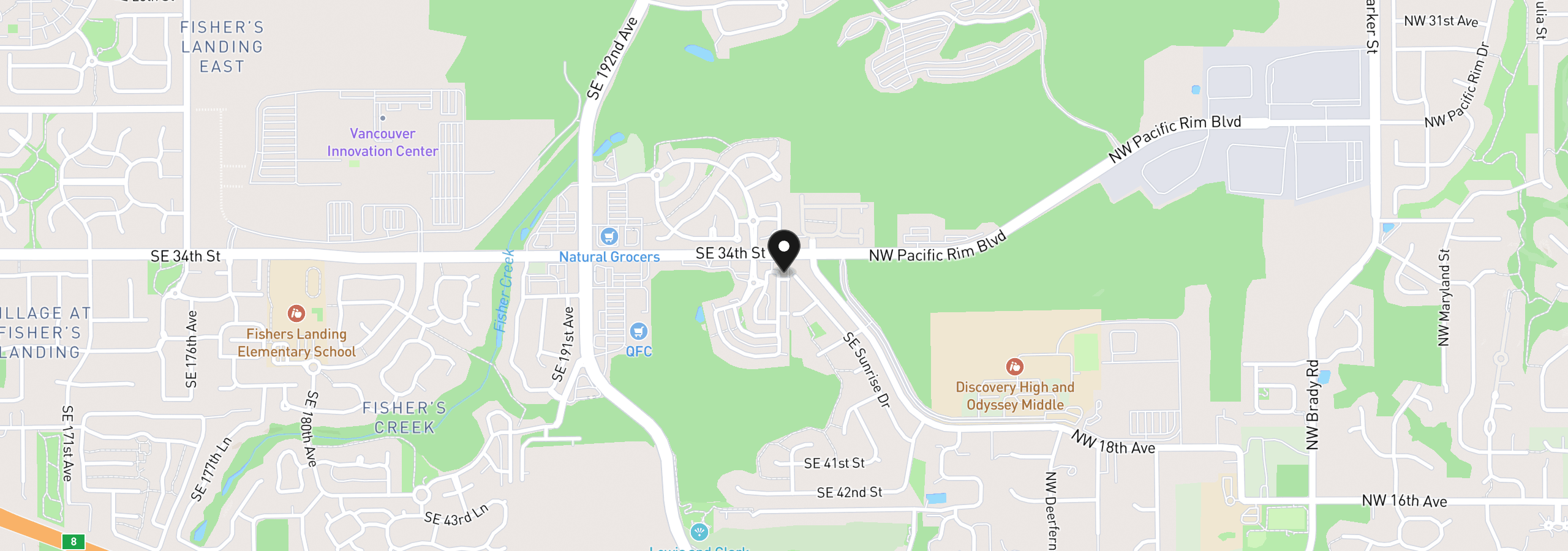 Map showing the location of 3505 SE 198th Ave, Camas, Wa 98607
