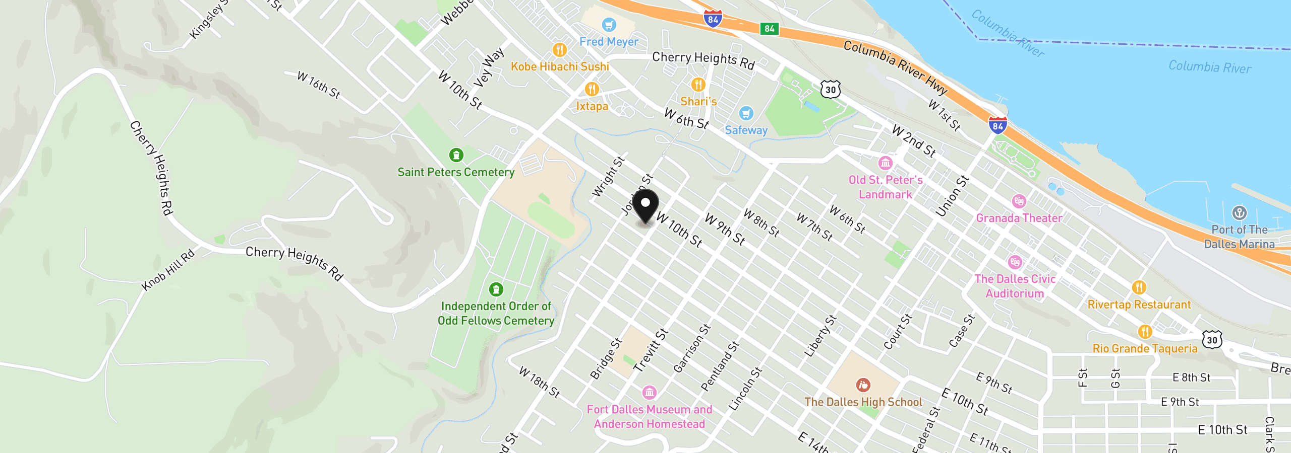 Map showing the location of 1111 Mount Hood St, The Dalles, OR 97058