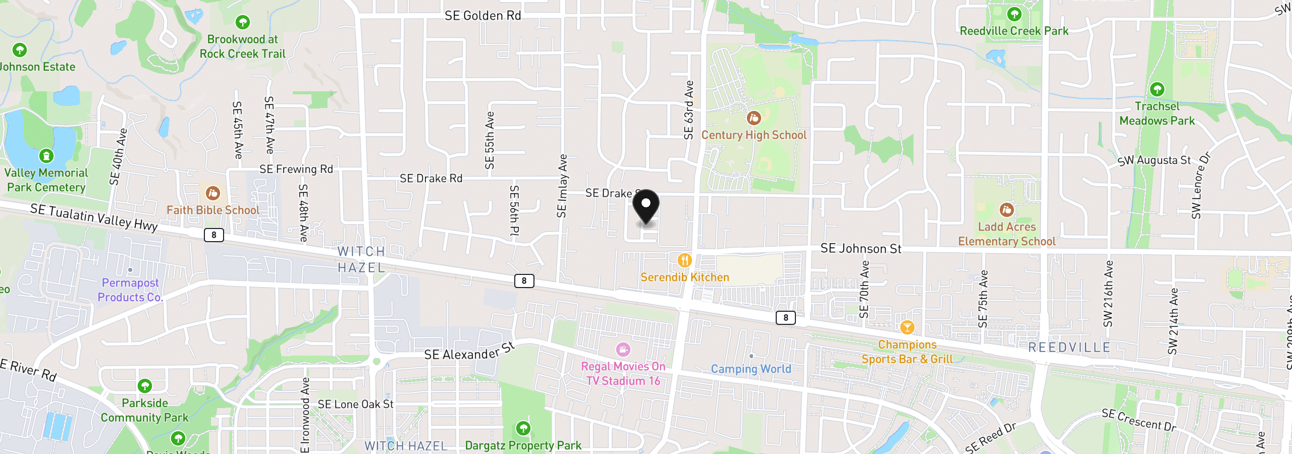 Map showing the location of 6211 SE Polaris Way, Hillsboro, OR 97123