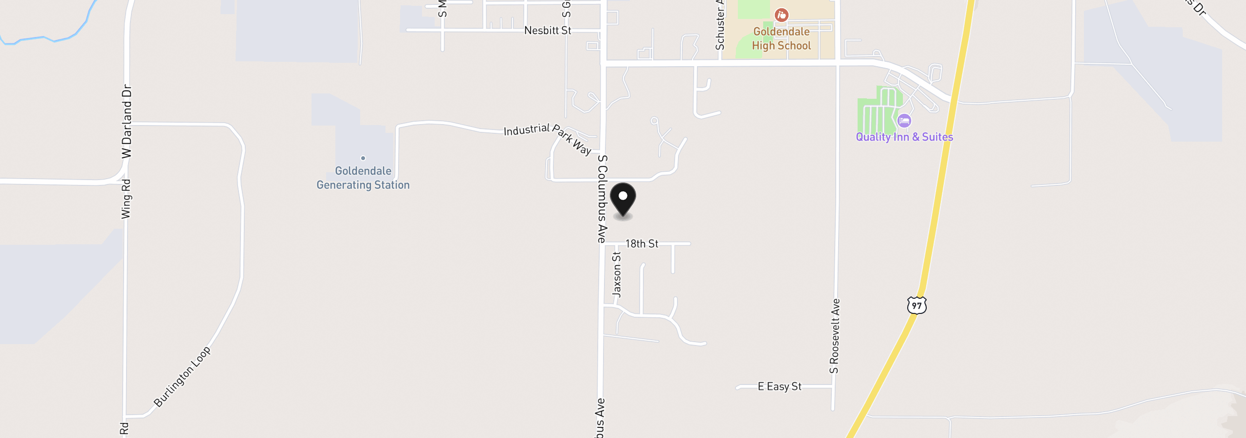 Map showing the location of 1606 S Columbus Ave, Goldendale, Wa 98620