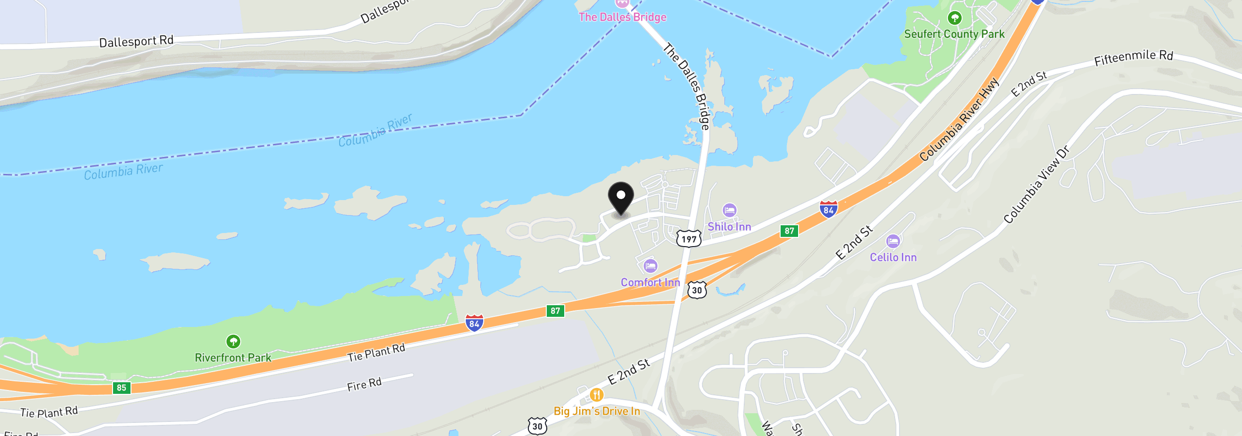 Map showing the location of 1400 Lone Pine Blvd, The Dalles, OR 97058