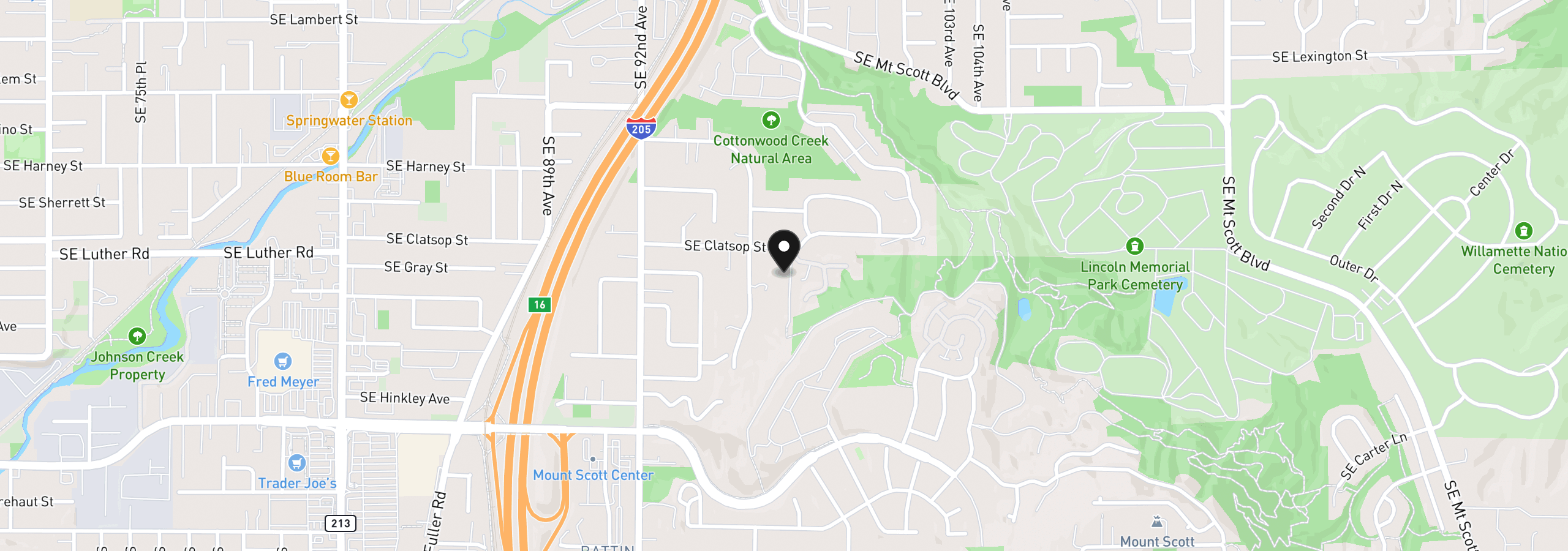 Map showing the location of 0 SE Tenino Ct, Happy Valley, OR 97086
