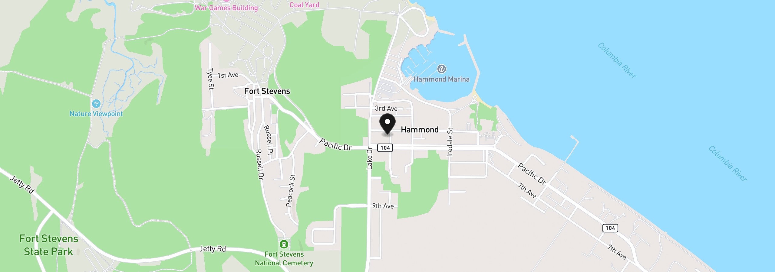 Map showing the location of 525 king salmon, Hammond, OR 97121