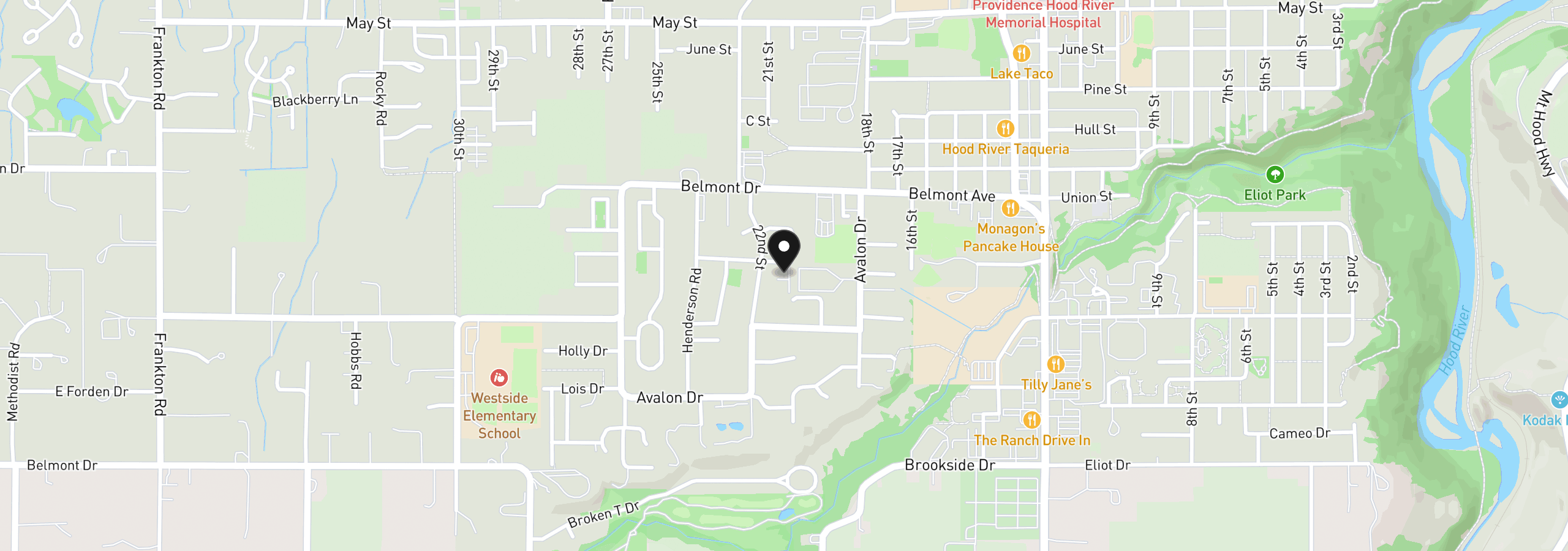 Map showing the location of 2060 Martha Ln, Hood River, OR 97031