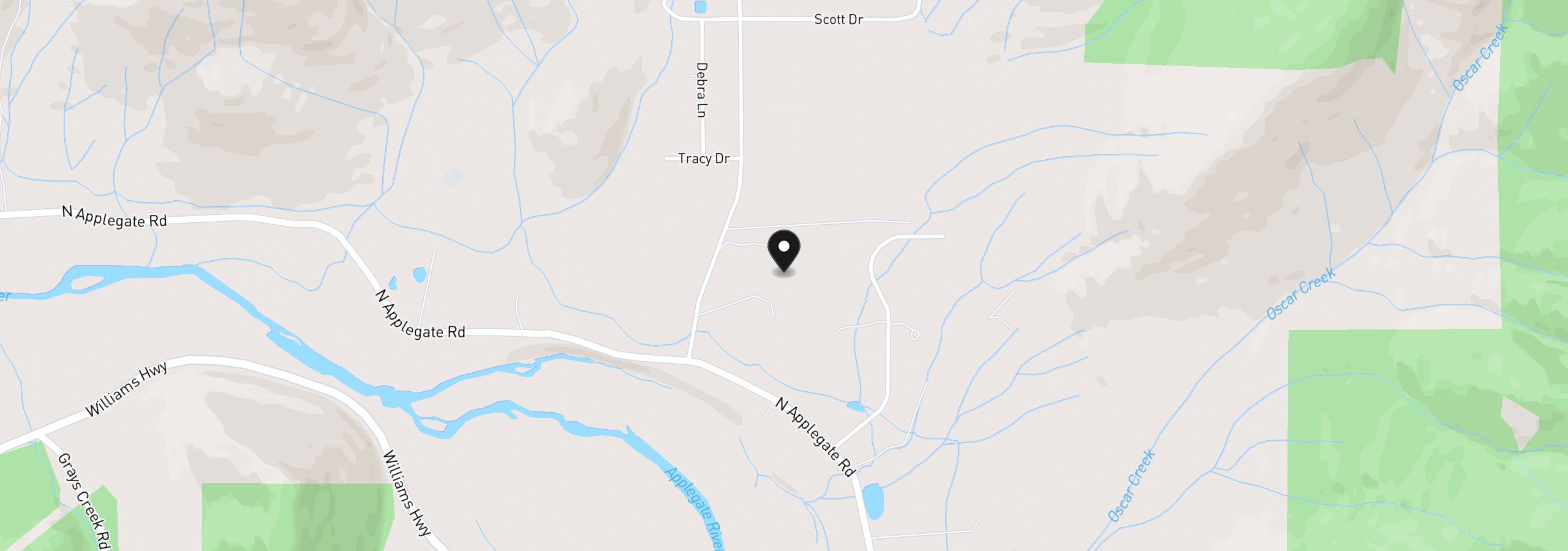 Map showing the location of 351 Board Shanty Creek Rd, Grants Pass, OR 97527