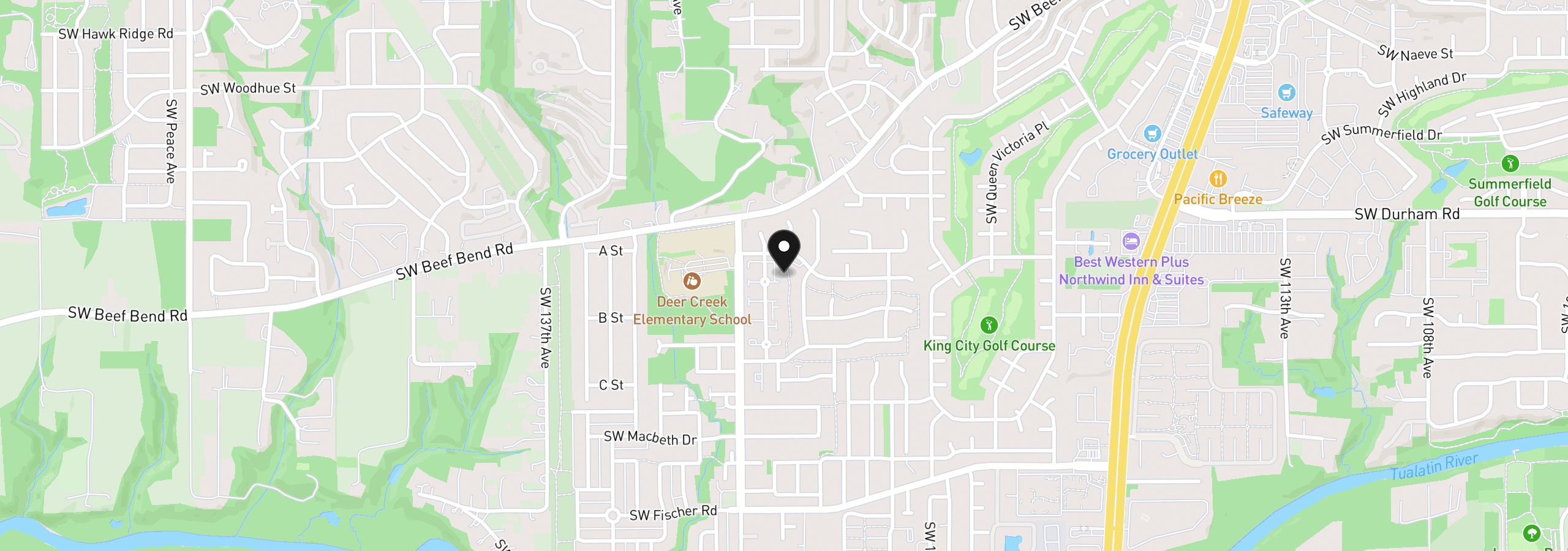 Map showing the location of 16190 SW 130th Ter 15, Tigard, OR 97224