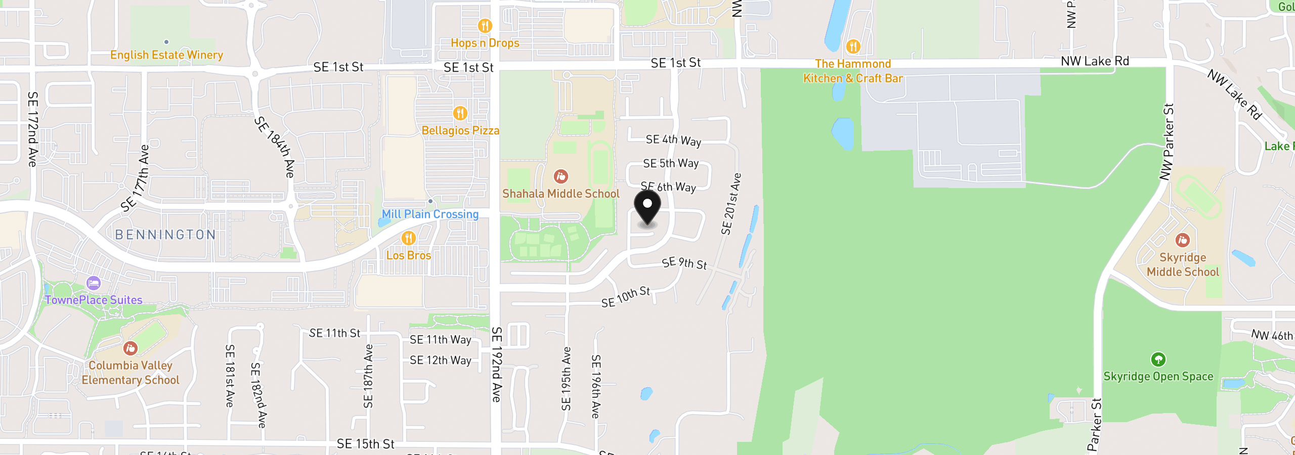 Map showing the location of 19802 SE 8th Cir, Camas, Wa 98607